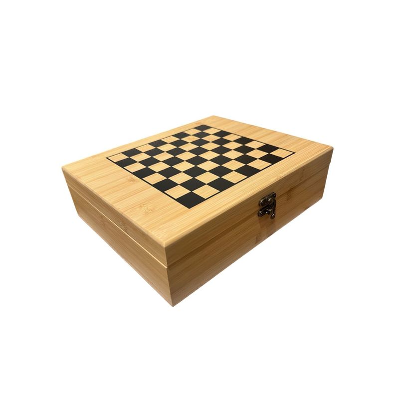 Set Sacacorcho rabit cobrizado con ajedrez, caja madera-1
