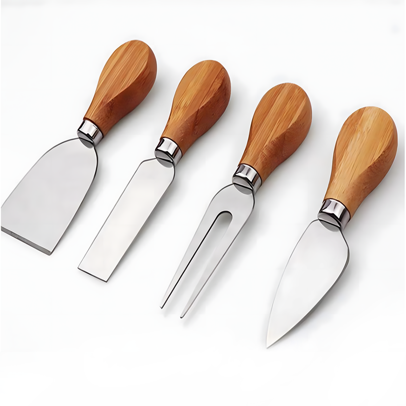 Tabla de quesos madera con 4 cuchillos-2