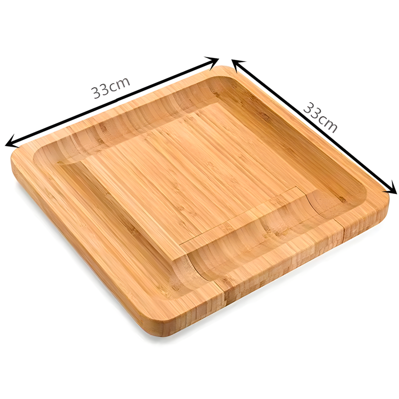 Tabla de quesos madera con 4 cuchillos-3