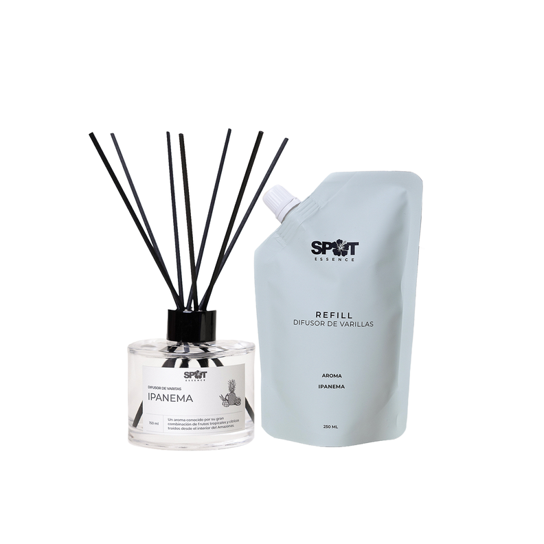 Pack Difusor de Varillas y Refill 250ml Ipanema Spot Essence Transparente