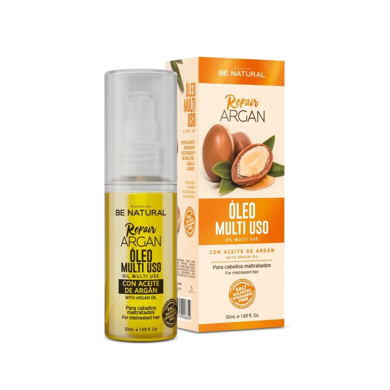 Aceite Repair Argán, para cabellos maltratados, Be Natural 50ml-0