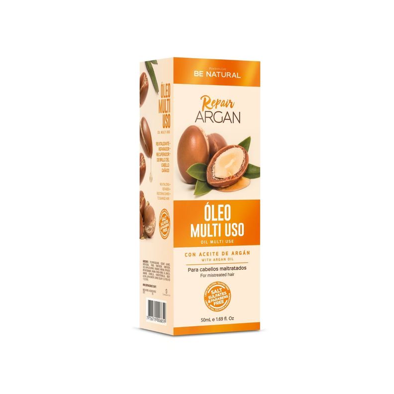 Aceite Repair Argán, para cabellos maltratados, Be Natural 50ml-1