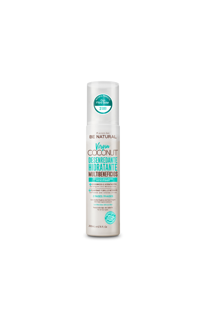 Desenredante Multibeneficios Virgin Coconut Be Natural 200ml Blanco