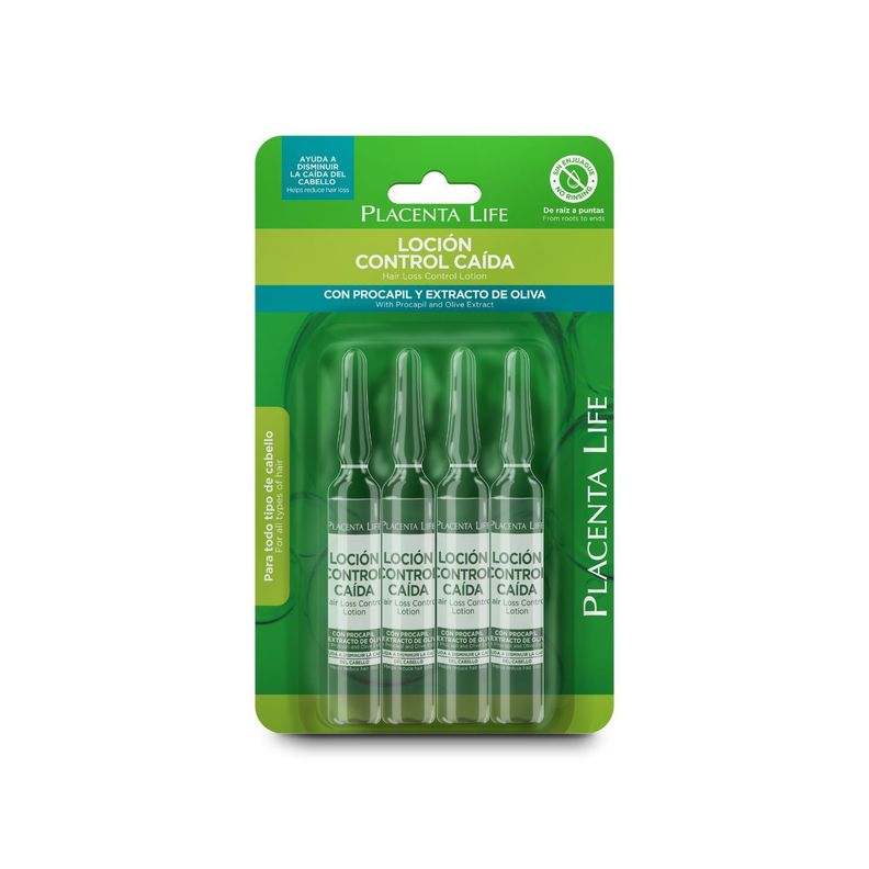 Ampolla Loción Control Caída Placenta Life 13ml, blister X 4unidades -0