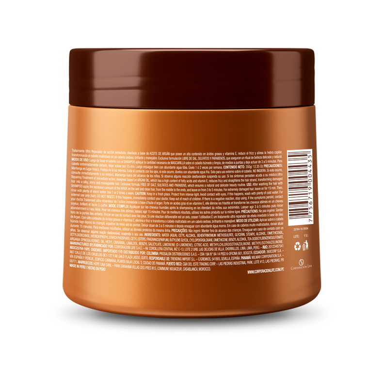 Mascarilla Repair Argán,  para cabellos maltratados,  Be Natural 350ml-1