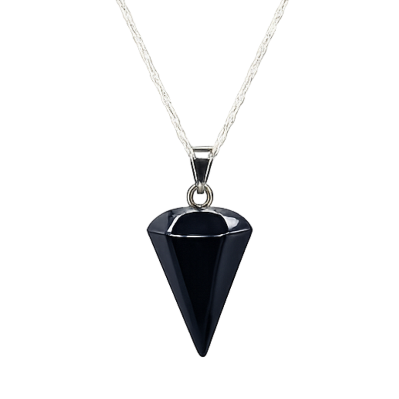 Collar Pendulo Piedra Natural onix con Cadena de Plata Negro