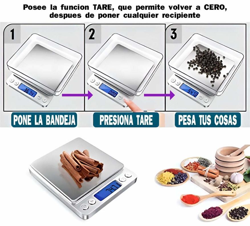 Balanza Pesa Gramera Digital 2kg De Cocina Alta Precision-8