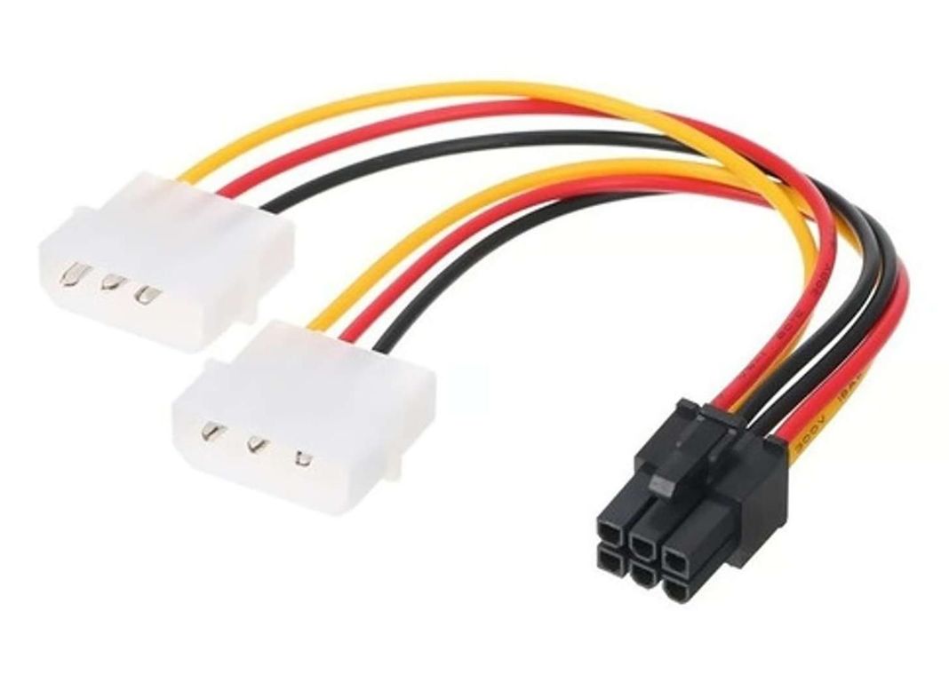 Adaptador Poder 6 Pin a 2 Molex Tarjeta Video Corriente PCI IDE-0