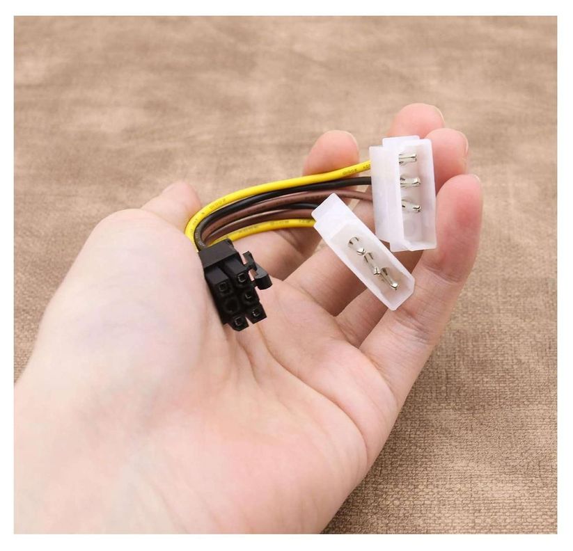 Adaptador Poder 6 Pin a 2 Molex Tarjeta Video Corriente PCI IDE-4