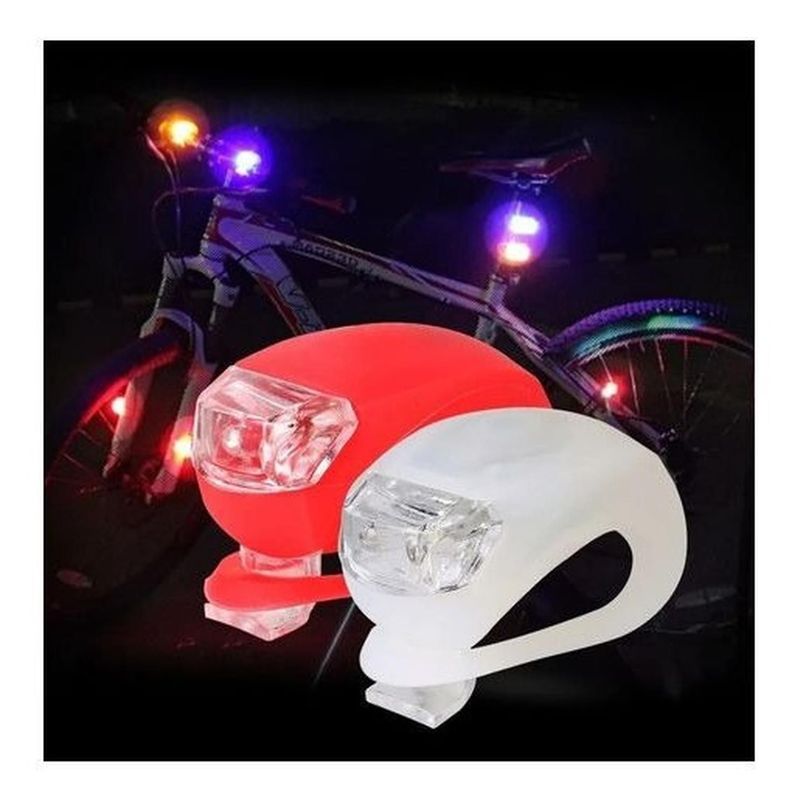 Pack Luces Led Bicicleta De Silicona Luz Delantera Y Trasera-3
