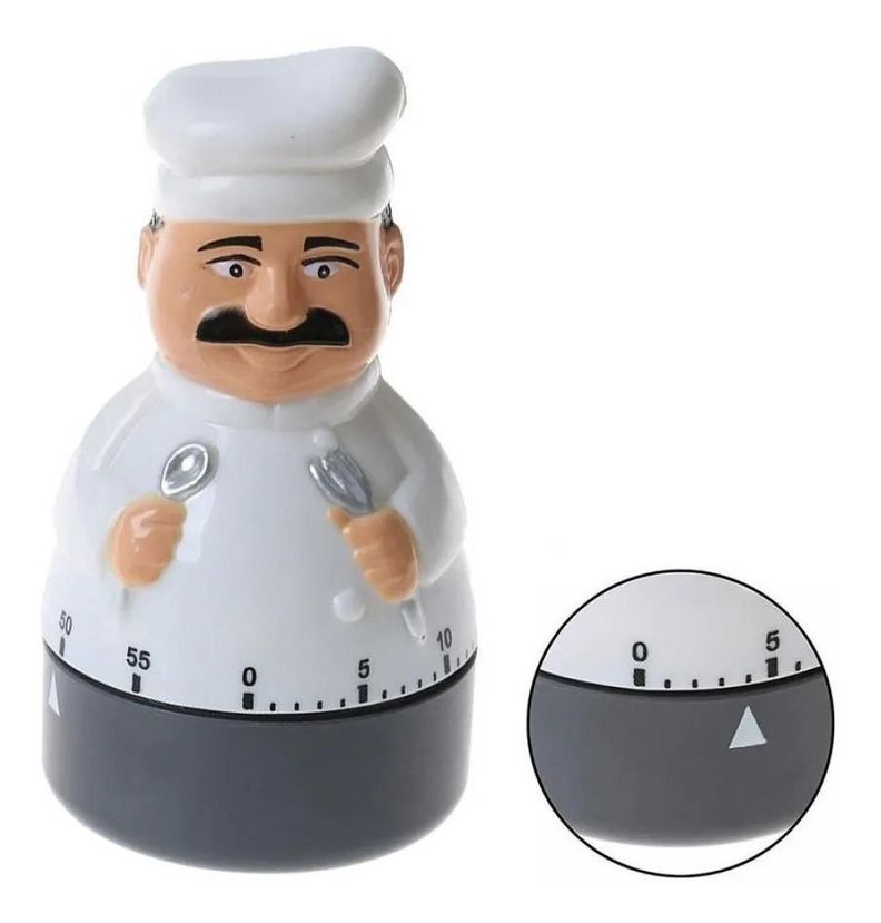 2x Timer Cocina Reloj Temporizado Forma De Cocinero A Cuerda-1