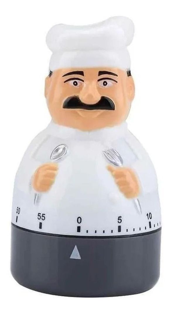 2x Timer Cocina Reloj Temporizado Forma De Cocinero A Cuerda-2