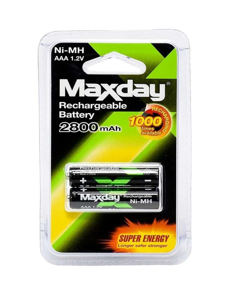 Pack De 2 Pilas Recargables Maxday Aaa 2800mah Negro