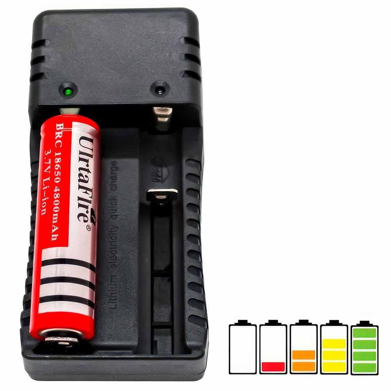 Cargador Pila Recargable 18650 Doble, Puntero Laser Lintern-2