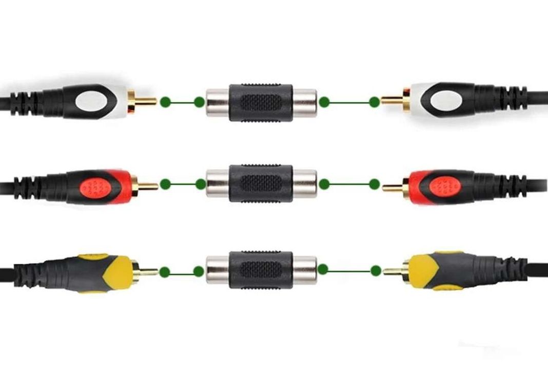 Adaptador Copla Alargador Conector RCA hembra a RCA hembra Audio Video-3