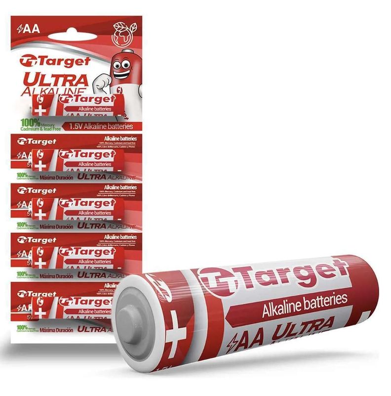 Pack 5X Pila AA Bateria Alcalina Linterna Juguetes Control - Target