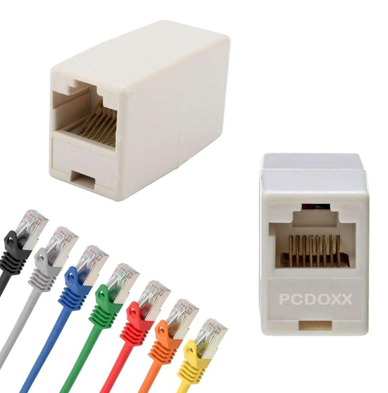Conector Copla Adaptador Rj45 Hembra H-h Extension Cable Red-6