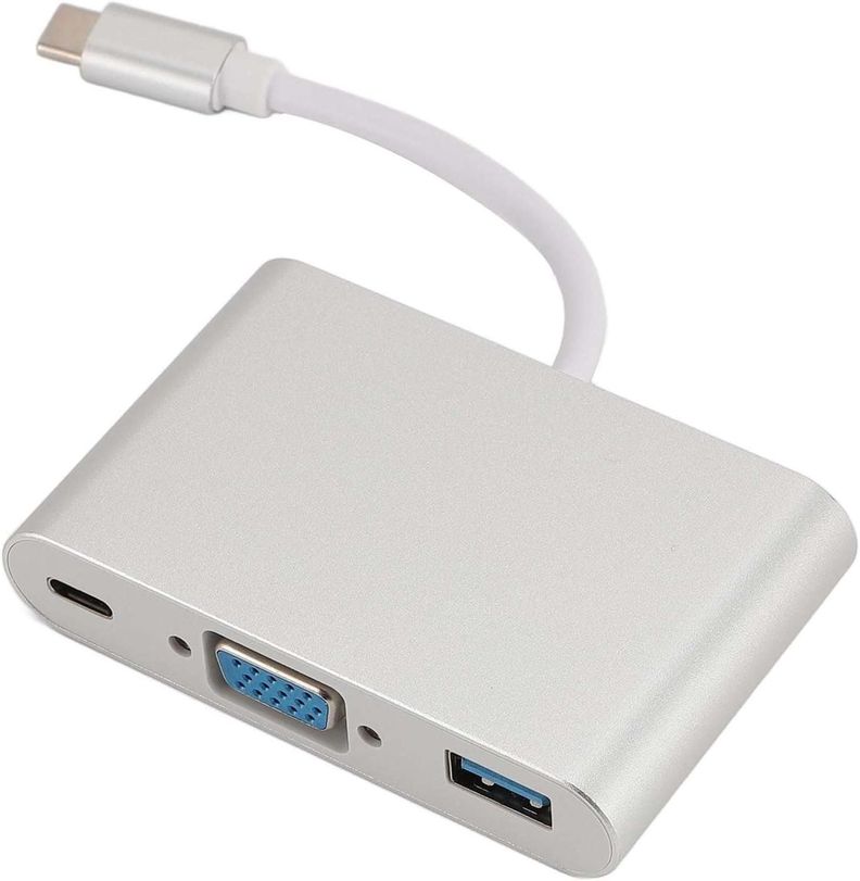 Hub Adaptador Usb Tipo C Macho A Vga Usb y Usb Tipo C Hembra-0