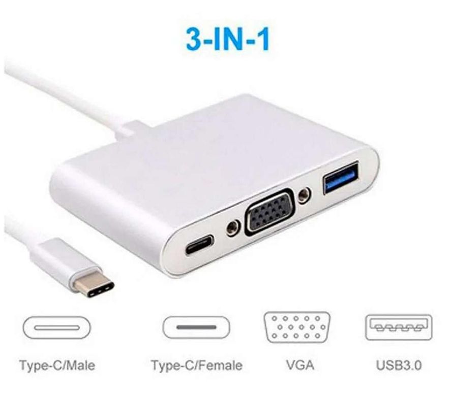 Hub Adaptador Usb Tipo C Macho A Vga Usb y Usb Tipo C Hembra-3