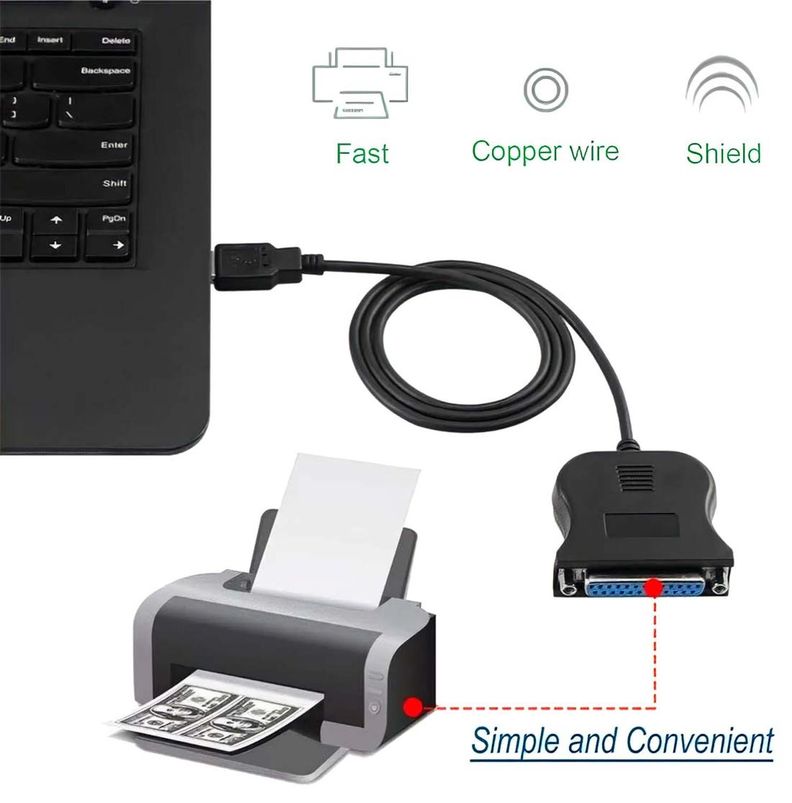 Cable Adaptador Usb A Puerto Paralelo Impresora Db25 Hembra-3
