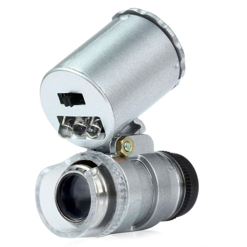 Mini Lupa Microscopio Cuenta Hilos 45x Luz Blanca Y Led Uv Entomologico-3