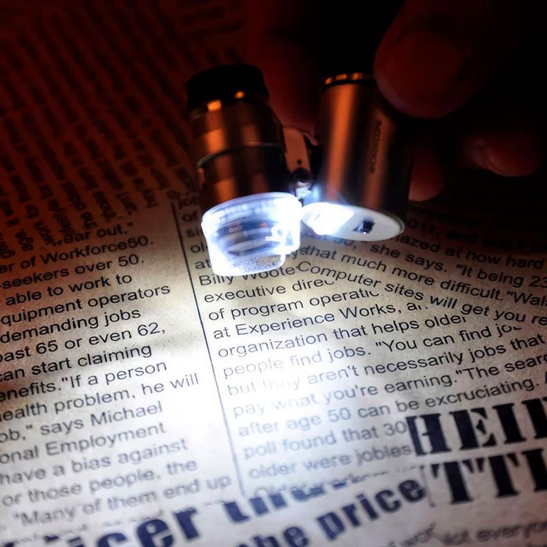 Mini Lupa Microscopio Cuenta Hilos 45x Luz Blanca Y Led Uv Entomologico-5