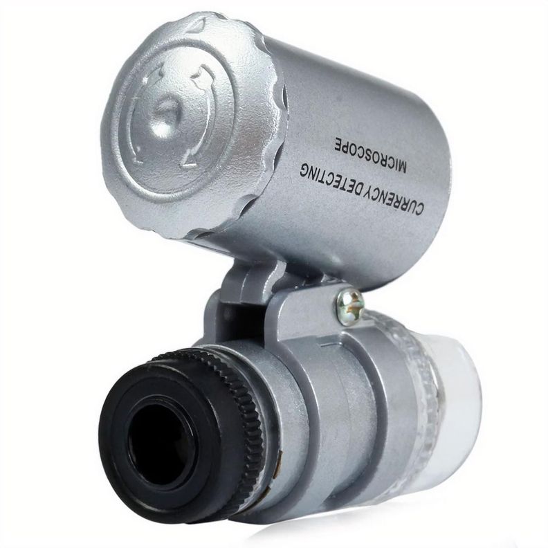 Mini Lupa Microscopio Cuenta Hilos 45x Luz Blanca Y Led Uv Entomologico-6