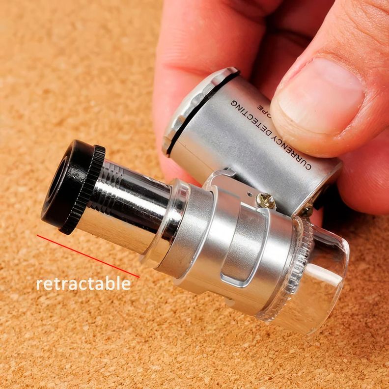 Mini Lupa Microscopio Cuenta Hilos 45x Luz Blanca Y Led Uv Entomologico-7