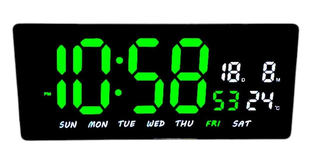 Reloj Digital Luz Led Pared Mural Iluminado Luminoso Fecha Temperatura-0