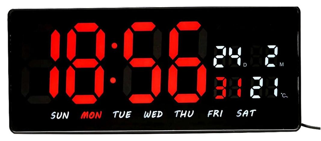 Reloj Digital Luz Led Pared Mural Iluminado Luminoso Fecha Temperatura-2