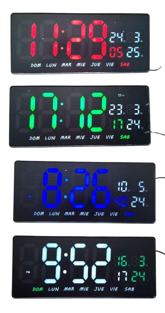 Reloj Digital Luz Led Pared Mural Iluminado Luminoso Fecha Temperatura-4