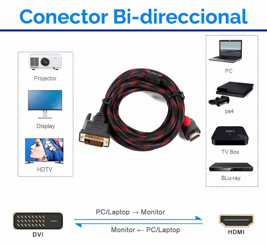 Cable Hdmi A Dvi 1.5 Mts Dvi D 24+1 1080p Hdtv Pc Full Hd-1
