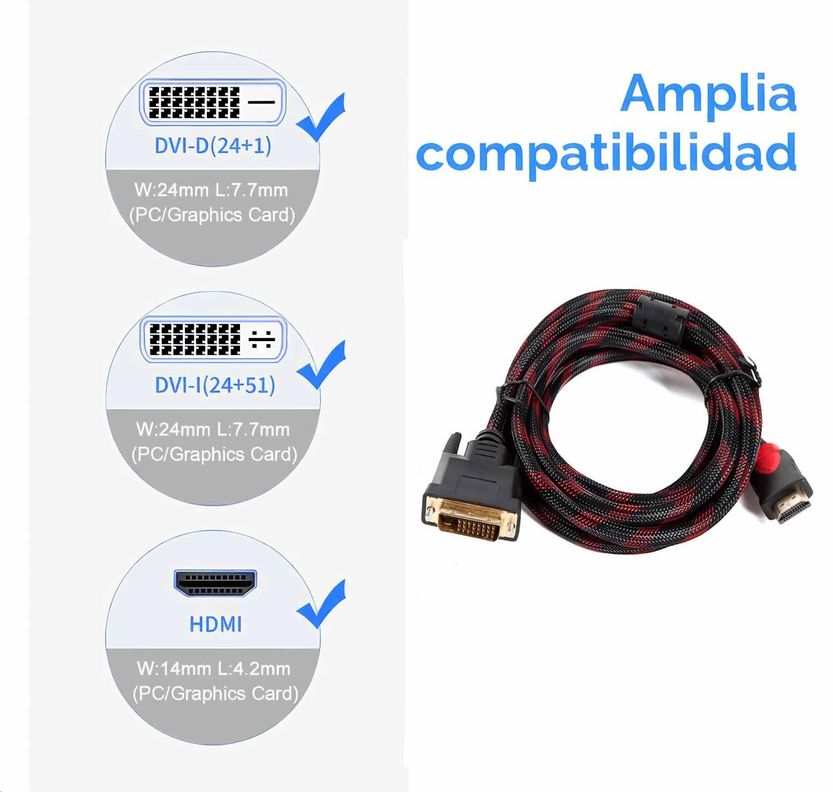 Cable Hdmi A Dvi 1.5 Mts Dvi D 24+1 1080p Hdtv Pc Full Hd-4