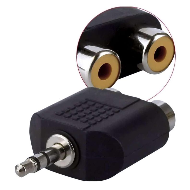Adaptador Splitter Audio 2 Rca Hembra 1 Plug Jack 3.5 Macho-3