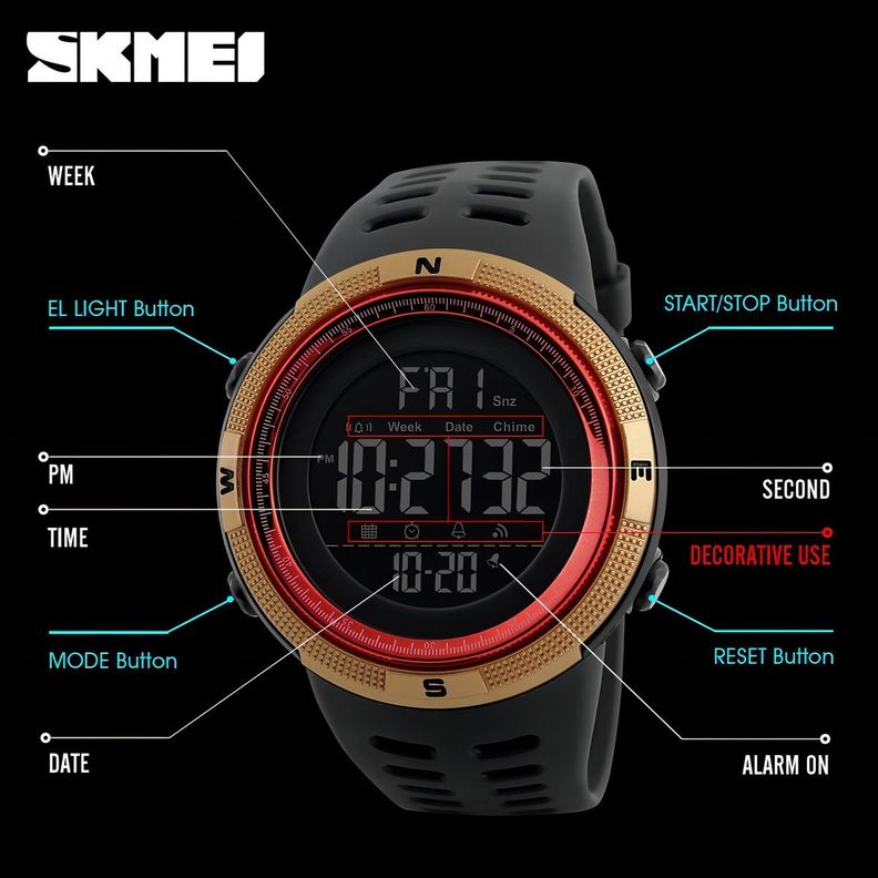 Reloj Pulsera Skmei 1251 Cuerpo Correa Negro Fondo Negro-1