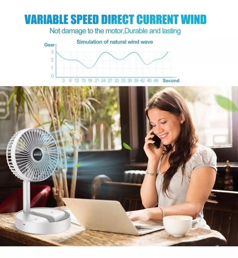 Ventilador De Mesa Escritorio Plegable Extensible Recargable-1