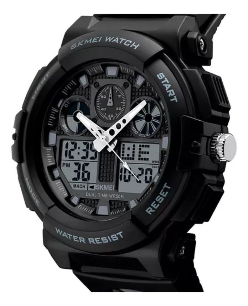 Reloj Skmei 1270 Sumergible Digital Alarma Cronometro Negro-1