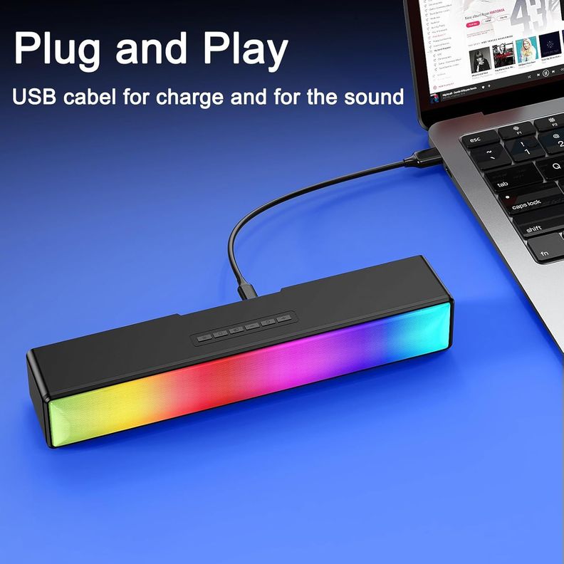 barra de sonido de computadora con luces RGB altavoces de PC-1