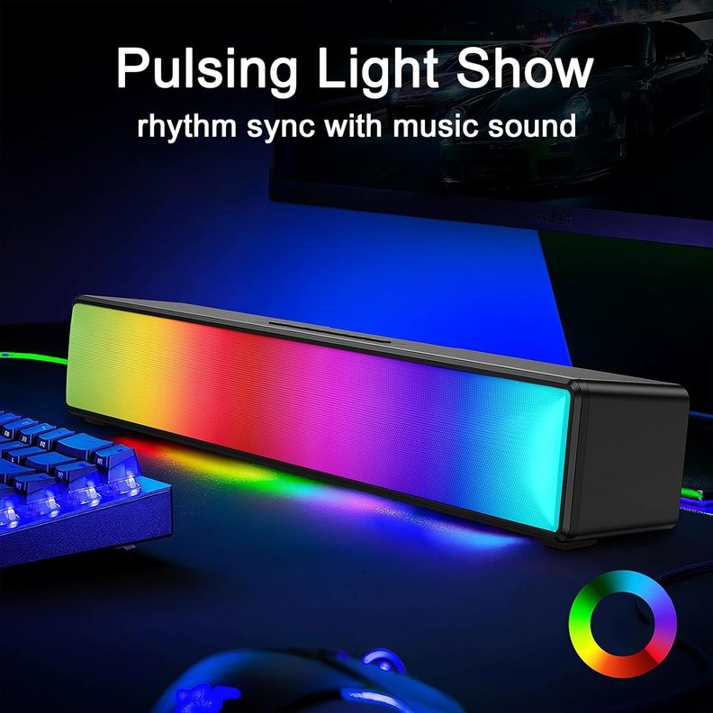 barra de sonido de computadora con luces RGB altavoces de PC-2