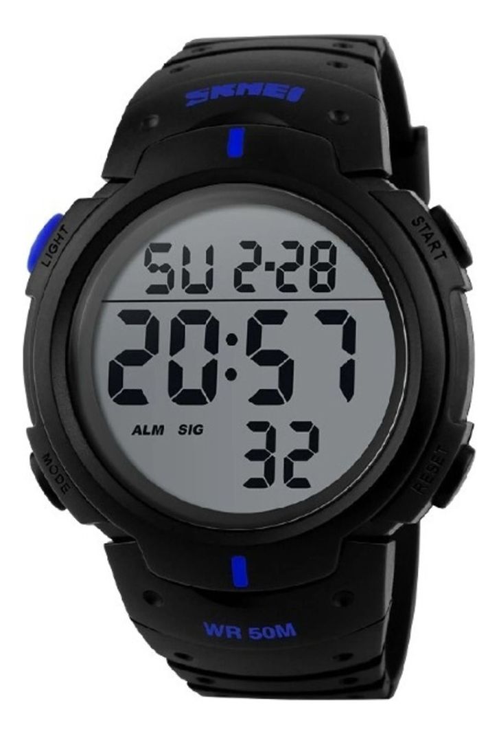 Reloj Skmei Plastico Silicona Masculino Digital Negro Nuevo-0