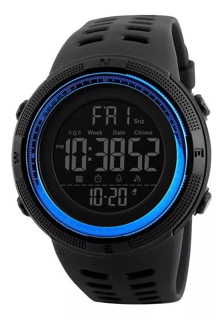 Reloj De Pulsera Skmei 1251 Negro Silicona Hebilla Doble-0