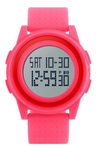 Reloj Skmei 1206 Sumergible Digital Malla Silicona Rosa-1