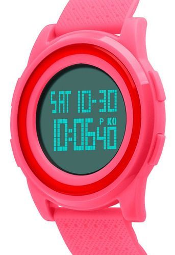 Reloj Skmei 1206 Sumergible Digital Malla Silicona Rosa-2