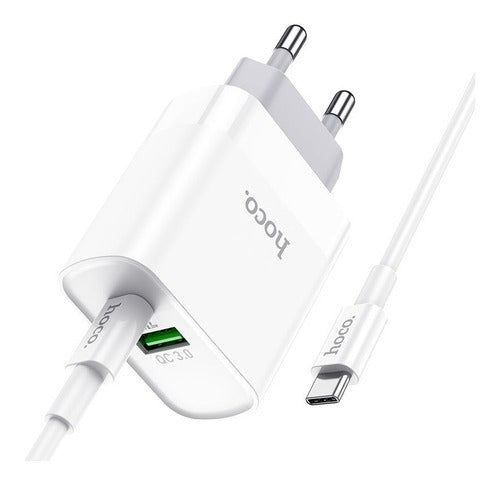 Cargador Carga Rápida Dual PD 20W Cable USB-C Hoco C80A-0