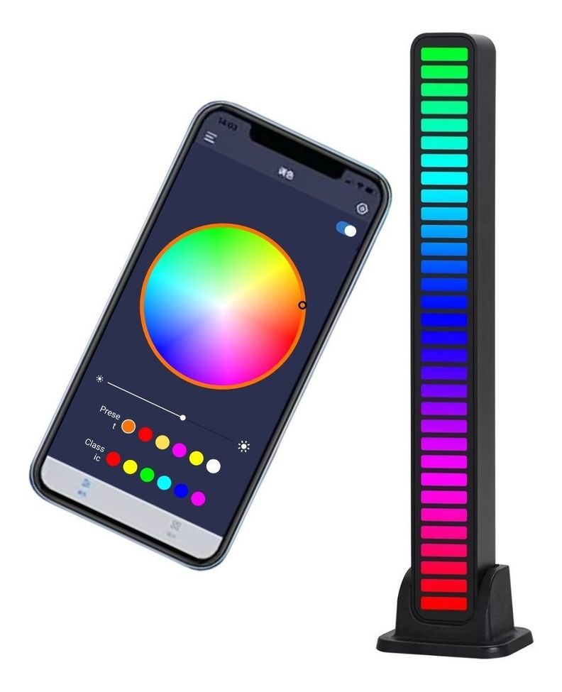 Barra Led RGB Rítmica Sonido Recargable Aplicación Smartphone-0