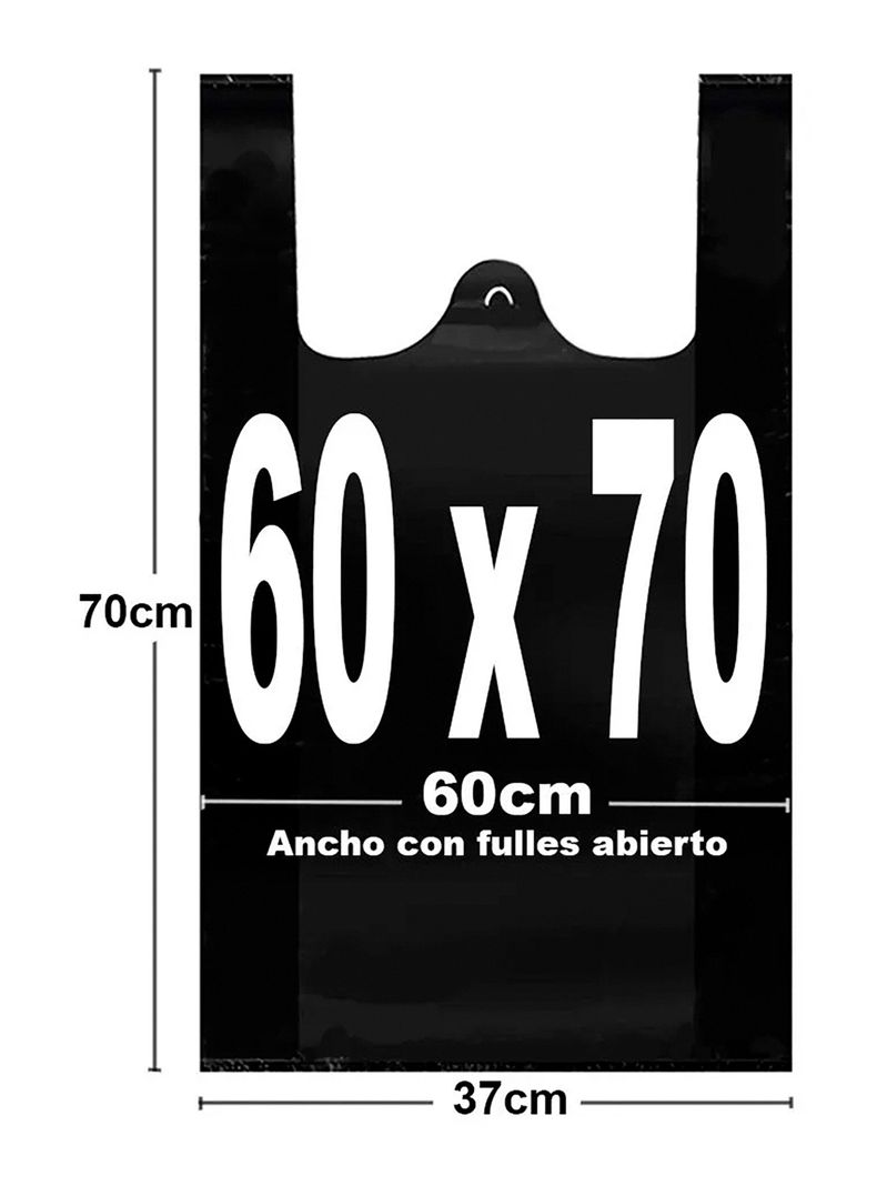 Bolsas de Basura Tipo Camisetas Negro 60x70 100 Unidades-1