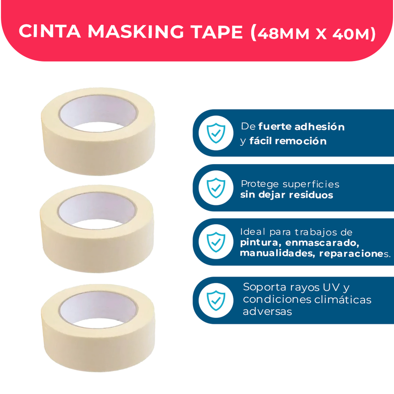 Cinta Papel Masking Tape 18mm*40m - Pack Mayorista - 192 Uds-2
