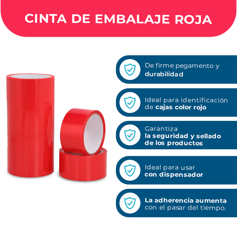 Cinta De Embalaje Roja 48mm*40m - Pack Mayorista - 1 Und-1