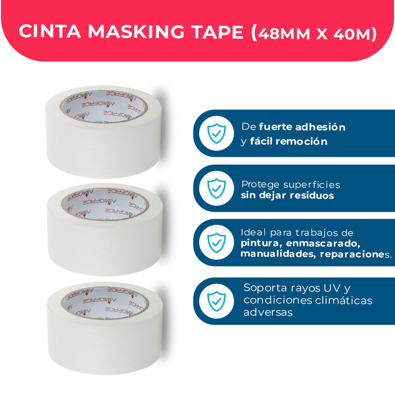 Cinta Papel Masking Tape 48mm*40m - Amioffice - 6 Uds-3