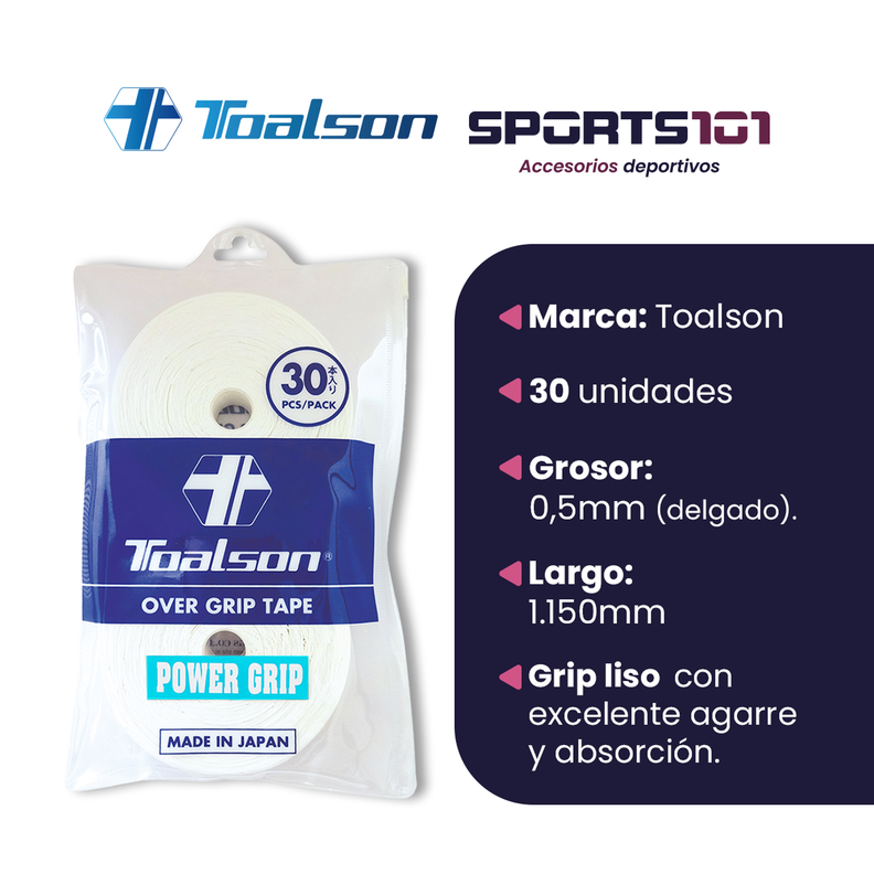 Grip de Tenis Toalson Power Grip Overgrip - 30 Unidades-1